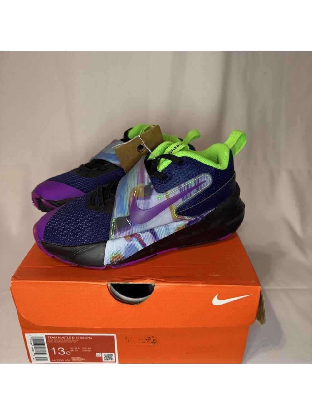 Nike Team Hustle D 12 SE PS Purple & Blue Sneakers